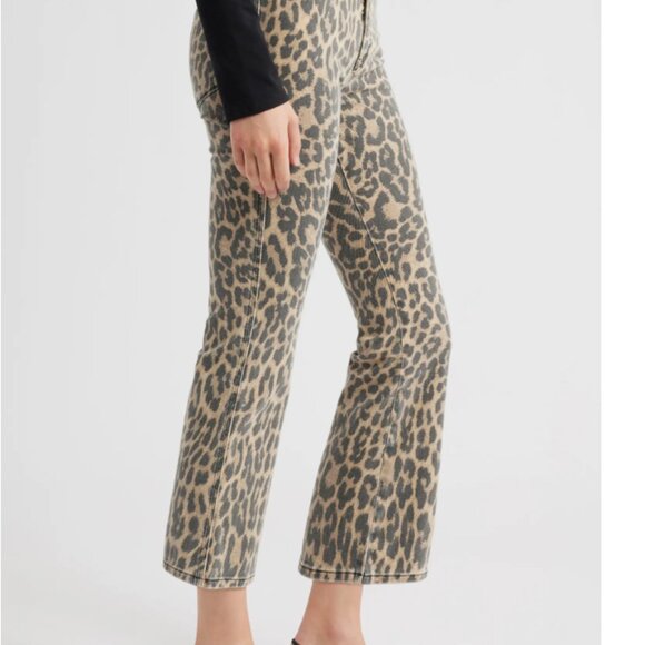 🐆✨ Good American Lucky Leopard Kick Flare Jeans • Size 10 • NWT - Picture 3 of 8